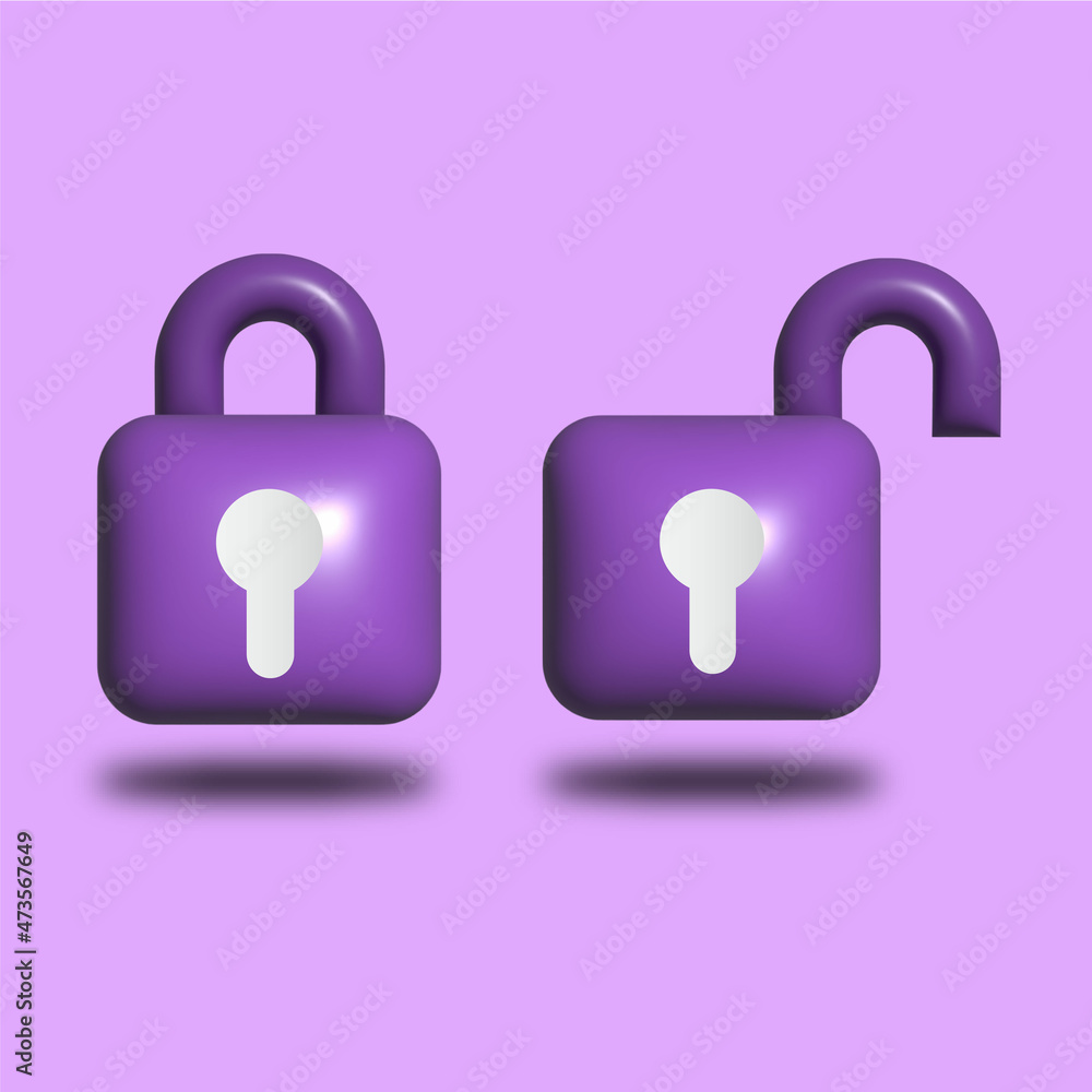 icon lock unlock vector 3d illustration concept icon lock unlock vector 3d illustration concept