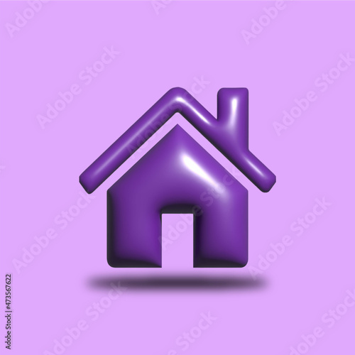 icon purple home vector 3d illustration concept