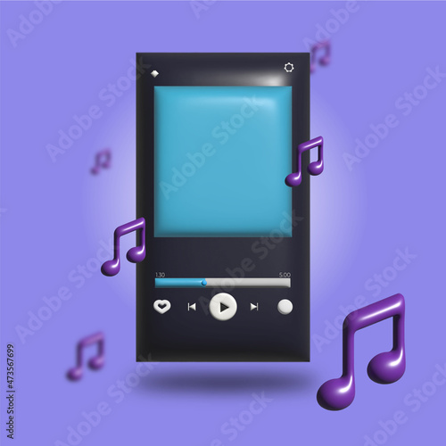 icon playlist music application 3d concept vector