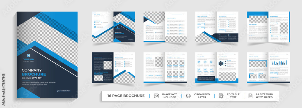 16 page Corporate modern bi fold brochure template and company profile with blue and black creative shapes annual report design ,Multipurpose editable template
16 page Corporate modern bi fold brochure template and company profile with blue and black creative shapes annual report design ,Multipurpose editable template
