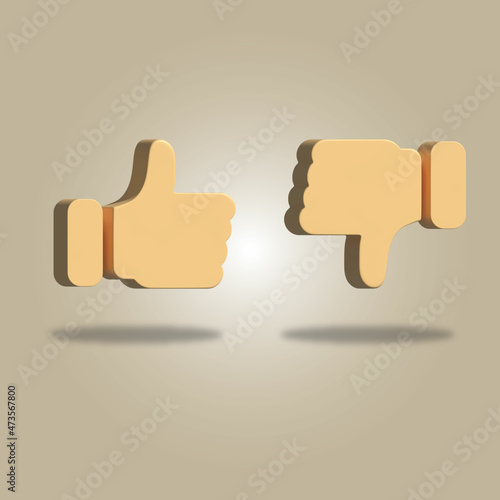 thumb up thumb down icon concept 3d