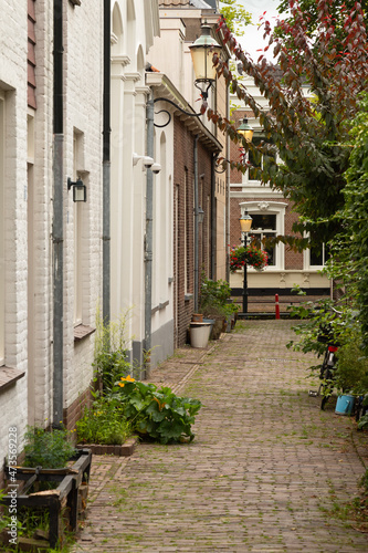 A narrow street in the medieval center of Amersfoort, the Netherlands