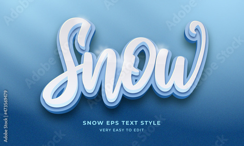 Snow Editable Font Effect, Winter Text Style with White and Blue color