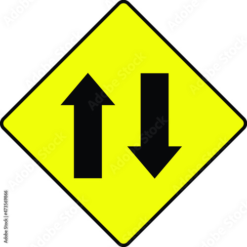 Free Download yellow road sign two way traffic - GFXLoad