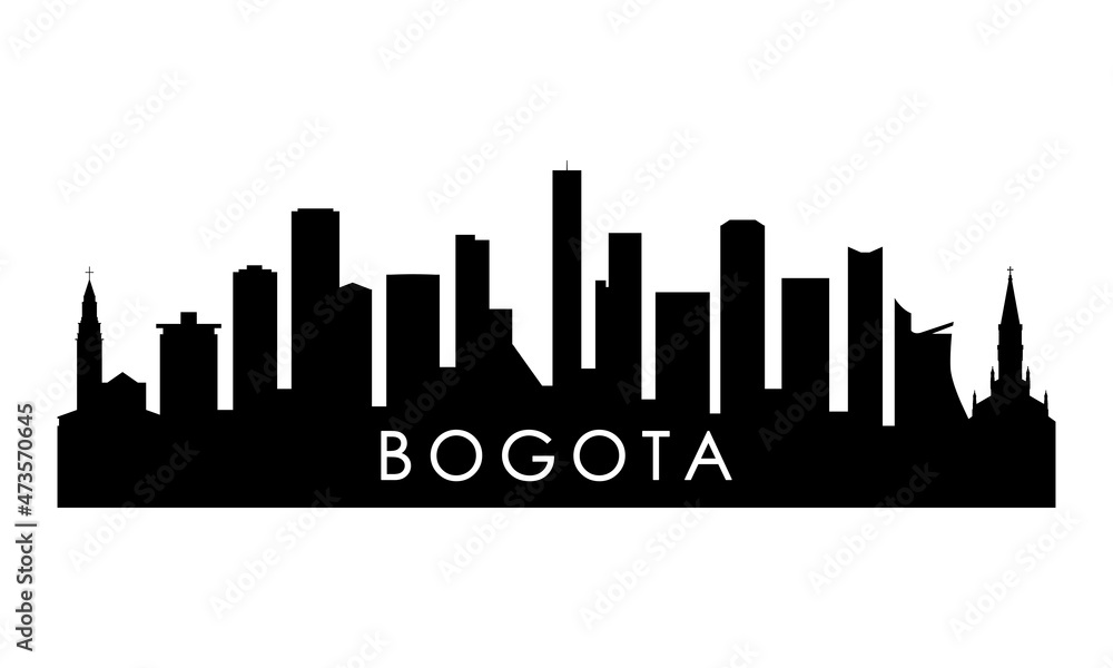 Bogota skyline silhouette. Black Bogota city design isolated on white background.