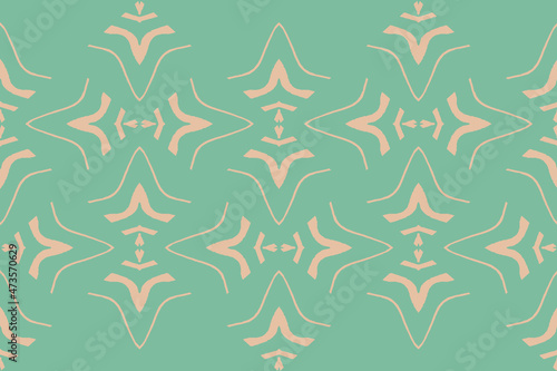 Ethnic Vector Ikat Print Boho. Pistachio Graphic Ornament. Pillowcase Trendy Geometric. Aqua Design Hand made. Beige Abstract Artwork. Victorian Mosaic. Apparel Bohemian Hippie.