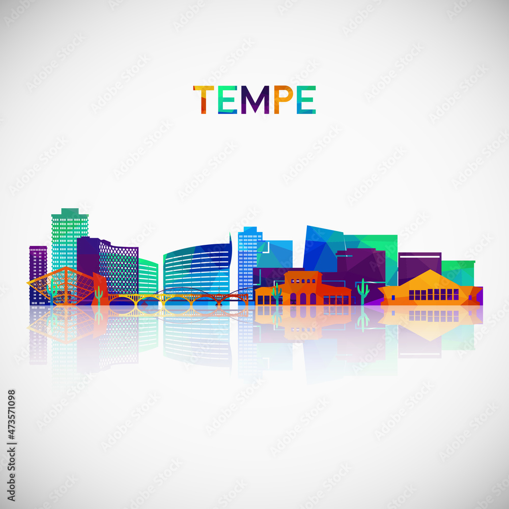 Tempe, AZ skyline silhouette in colorful geometric style. Symbol for your design. Vector illustration.