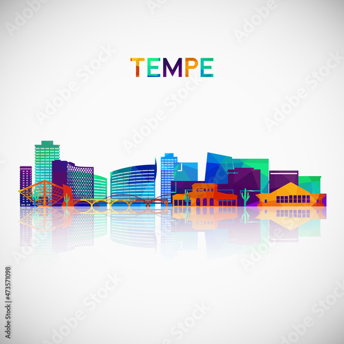 Tempe, AZ skyline silhouette in colorful geometric style. Symbol for your design. Vector illustration.
