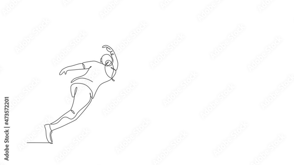 Animated self drawing of single continuous line draw young happy bowling player man throw bowling ball to hit the pins. Doing sport hobby at leisure time concept. Full length one line animation. Animated self drawing of single continuous line draw young happy bowling player man throw bowling ball to hit the pins. Doing sport hobby at leisure time concept. Full length one line animation.