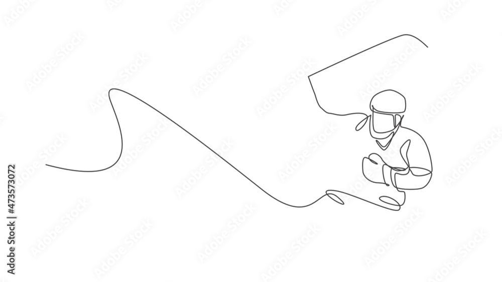 Animated self drawing of single continuous line draw young professional ice hockey player hit the puck and attack on ice rink arena. Extreme winter sport concept. Full length one line animation. Animated self drawing of single continuous line draw young professional ice hockey player hit the puck and attack on ice rink arena. Extreme winter sport concept. Full length one line animation.
