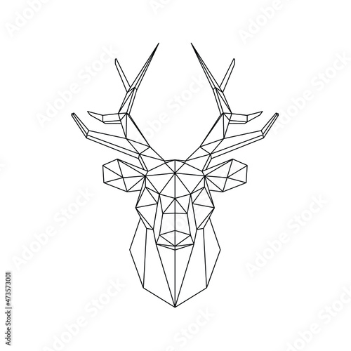 Low Poly Deer in black lines