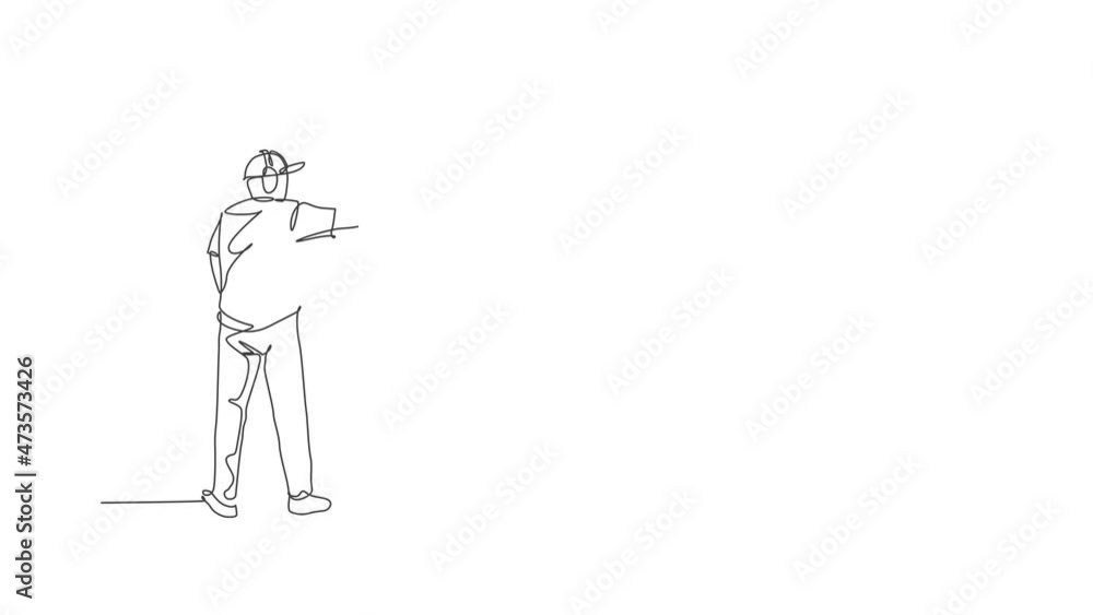 Animated self drawing of one continuous line draw young man on shooting training ground practice for competition with pistol handgun. Outdoor shooting sport concept. Full length single line animation. Animated self drawing of one continuous line draw young man on shooting training ground practice for competition with pistol handgun. Outdoor shooting sport concept. Full length single line animation.