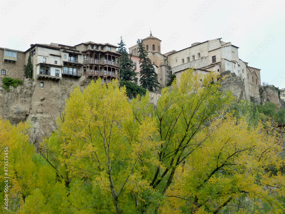 Cuenca, Hanging houses, medieval town situated in the middle of 2 ravines, UNESCO world heritage site. Spain.
