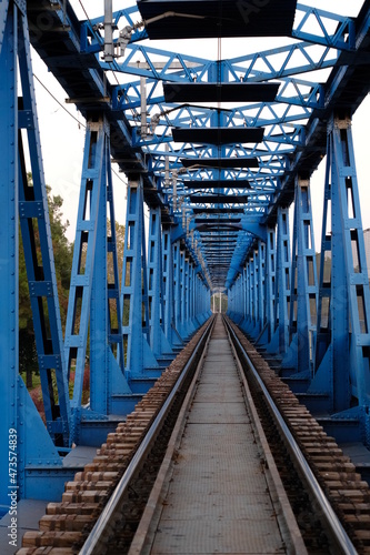 Fototapeta Naklejka Na Ścianę i Meble -  railway bridge over sky adana demir köprü 
