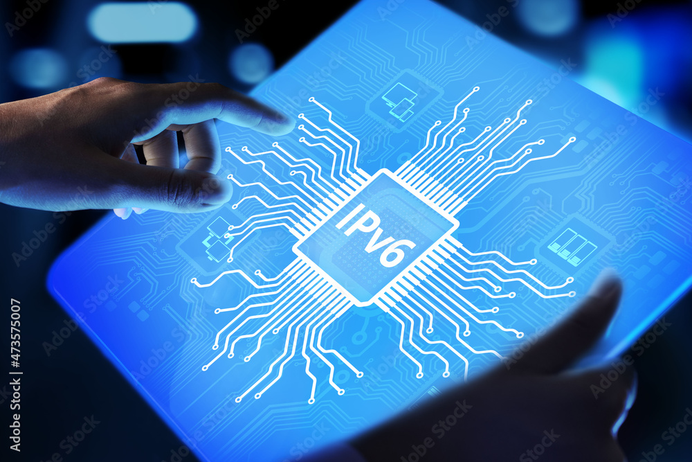 Ipv6 network protocol standard internet communication concept on virtual screen. Ipv6 network protocol standard internet communication concept on virtual screen.
