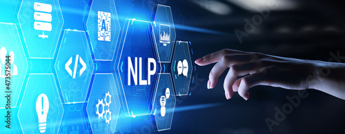 NLP Natural language processing concept. Artificial intelligence neural network.