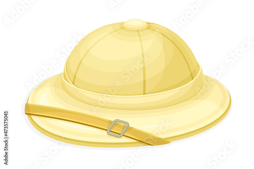 Hat of archaeologist, safari headgear vector illustration isolated on white