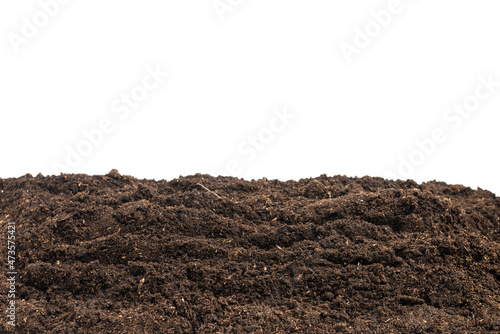 Soil for plant isolated on white background.