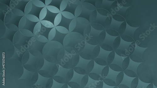 Blue puncturing of diamond quadrangle on black circle (3D Rendering)
