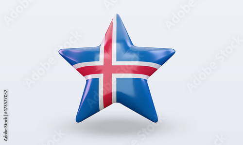 3d star Iceland flag rendering front view