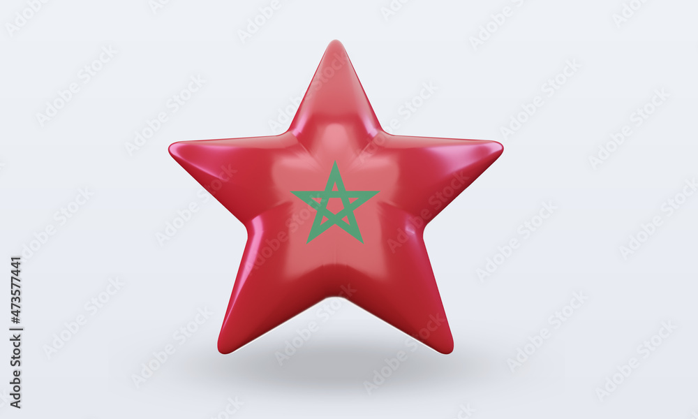 Obraz premium 3d star Morocco flag rendering front view
