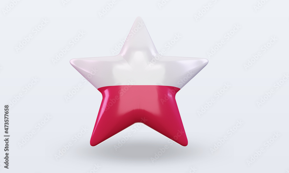3d star Poland flag rendering front view 3d star Poland flag rendering front view