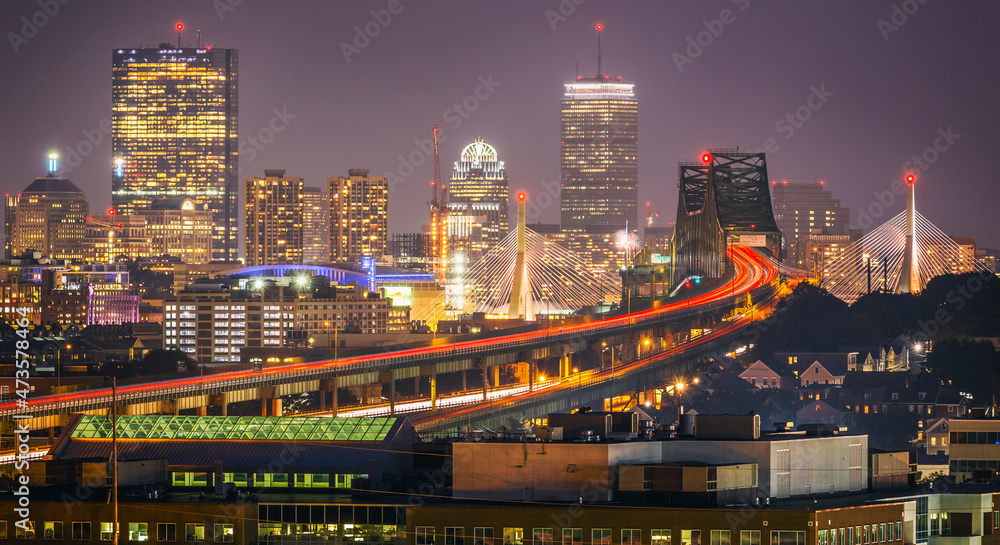 Aerial view of Boston in Massachusetts, USA.