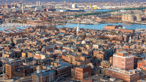 Aerial view of Boston in Massachusetts  USA.