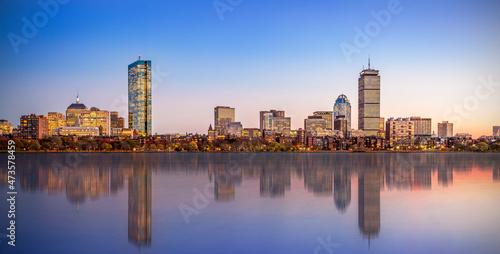 The skyline of Boston in Massachusetts, USA.