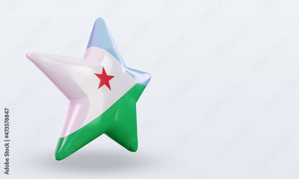 3d star Djibouti flag rendering left view 3d star Djibouti flag rendering left view