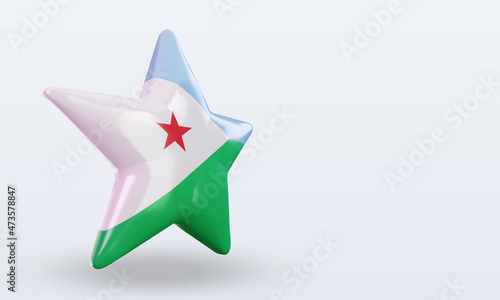 3d star Djibouti flag rendering left view