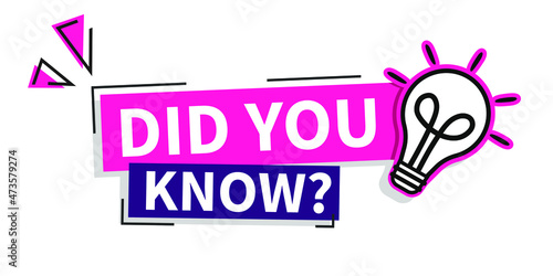 Did You Know label design with light bulb and rays. Logo design. Vector illustration.