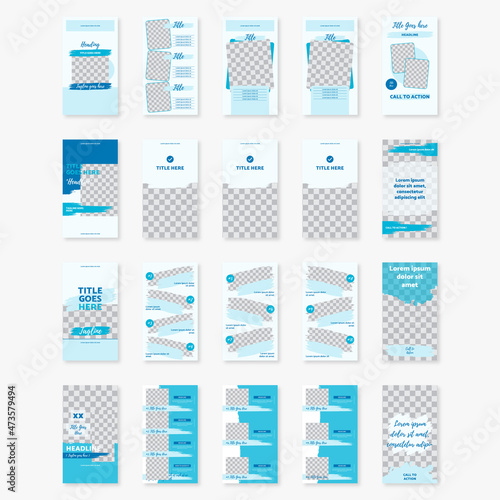Blue Sea social media templates for Instagram Reels, Instagram Stories, Social Media, Reels Cover design vector template ai
