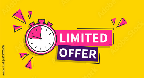 Vector illustration special limited offer with time countdown, sale banner and discount tag design photo