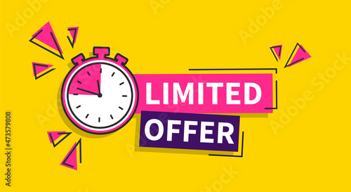 Vector illustration special limited offer with time countdown, sale banner and discount tag design