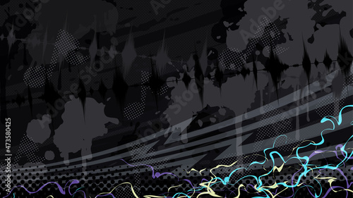 音楽のイメージの背景イラスト_ヒップホップ_グラフィティー_ストリート_16:9