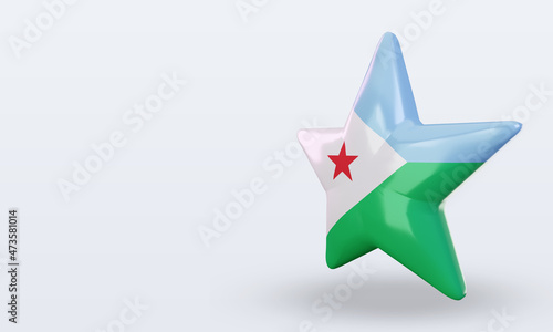3d star Djibouti flag rendering right view