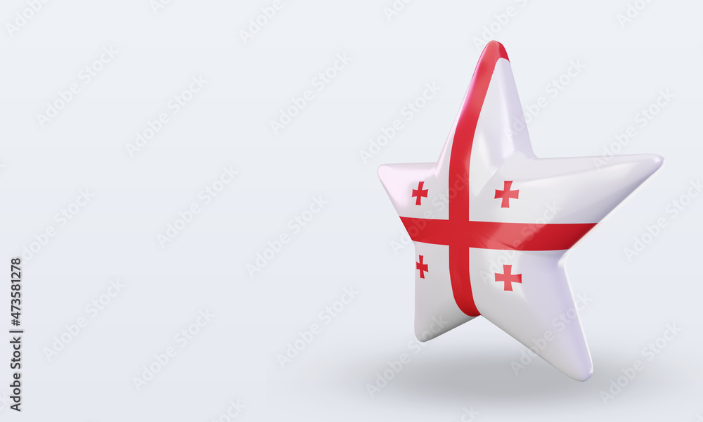 3d star Georgia flag rendering right view 3d star Georgia flag rendering right view