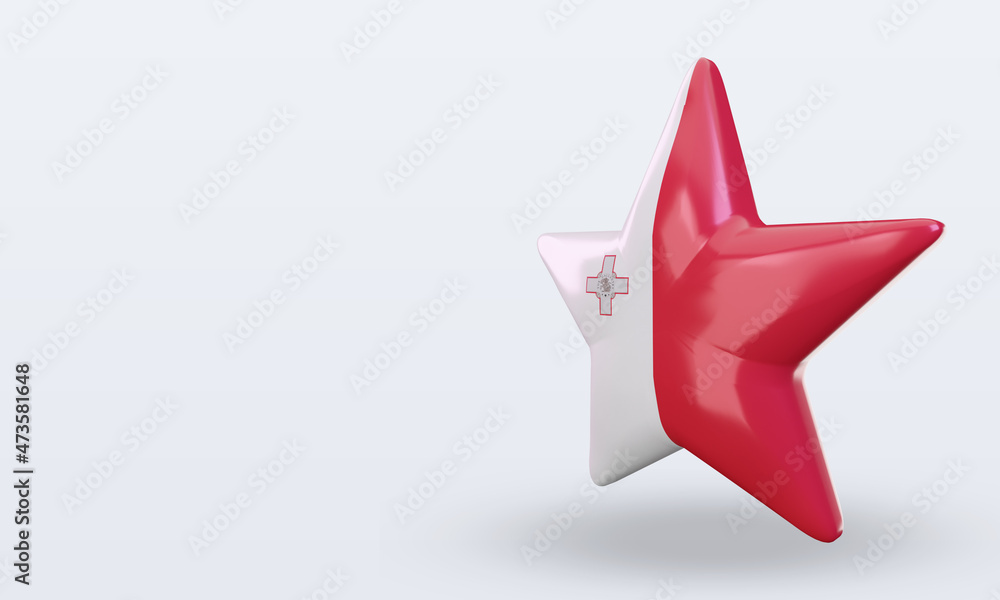 3d star Malta flag rendering right view 3d star Malta flag rendering right view