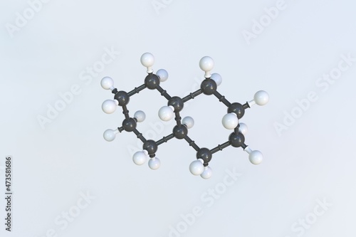 Decahydronaphthalene molecule made with balls, isolated molecular model. 3D rendering photo
