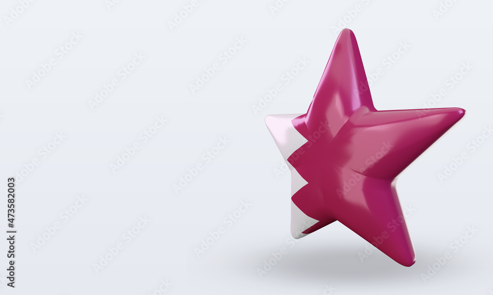 3d star Qatar flag rendering right view 3d star Qatar flag rendering right view