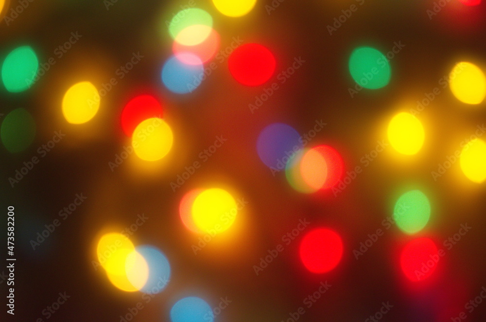 Bright colored background. Multicolored circles. Glowing blurred circles. Festive background.