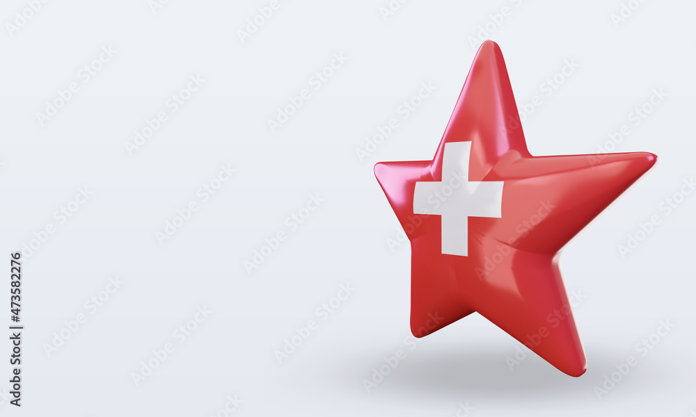 3d star Switzerland flag rendering right view 3d star Switzerland flag rendering right view