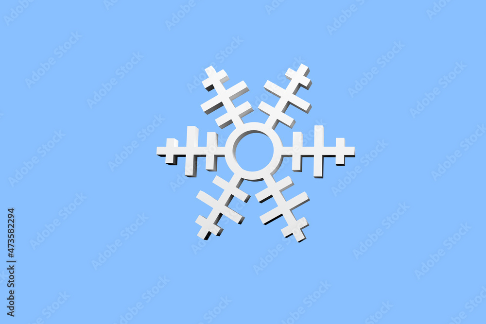 Snowflake Icon on color background. 3D Rendering Winter concept Snowflake Icon on color background. 3D Rendering Winter concept