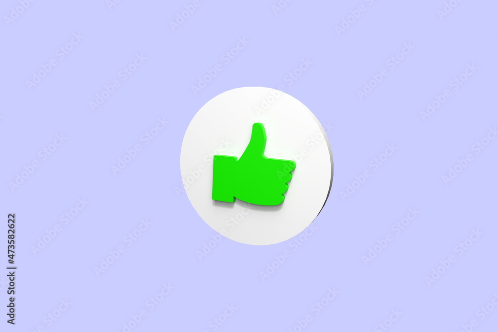 Thumb up icon from the color background. Concept of like at social network, success or good feedback. 3d rendering Thumb up icon from the color background. Concept of like at social network, success or good feedback. 3d rendering
