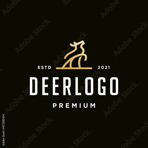 Deer logo line art design vector illustration