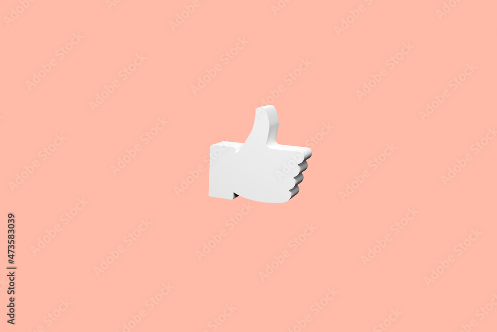 Thumb up icon from the color background. Concept of like at social network, success or good feedback. 3d rendering Thumb up icon from the color background. Concept of like at social network, success or good feedback. 3d rendering