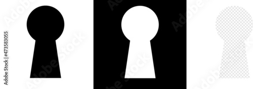 keywhole icon vector illustration.key whole opportunity concept symbol. door lock shape logo. enter access silhouette. mystery effect. photo