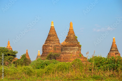 The ancient temples of Bagan in the morning light. Old Bagan  Myanmar  Burma 