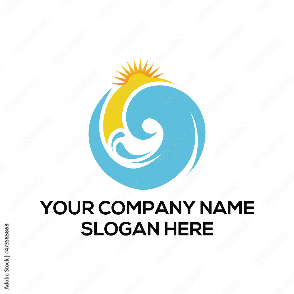 Fototapeta premium wave sun abstract logo design